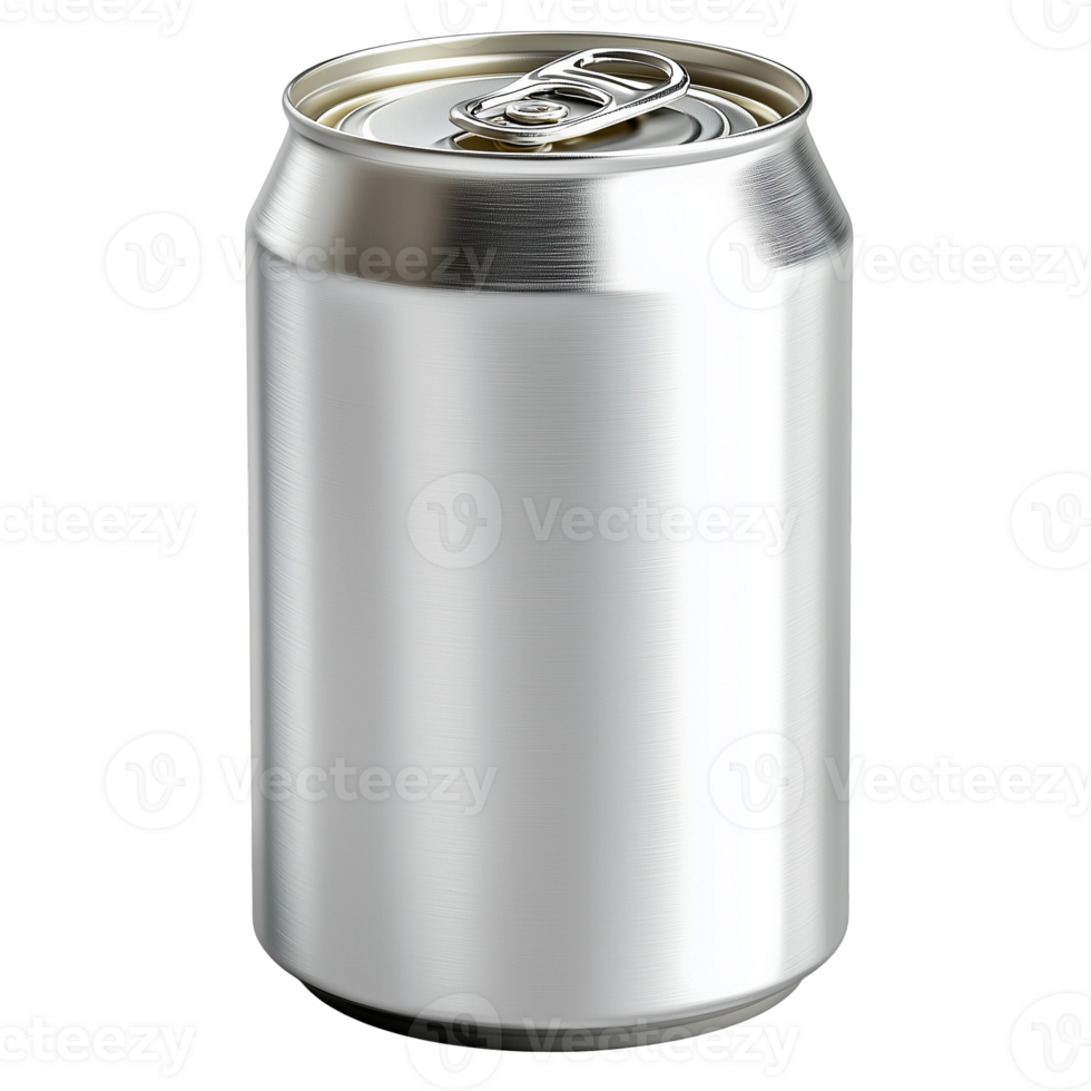 Aluminum soda can mockup beverage drink metallic container design object isolated on transparent background png