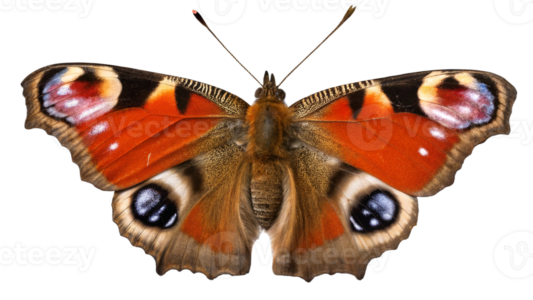 A butterfly with large eyes and a large red and black body png