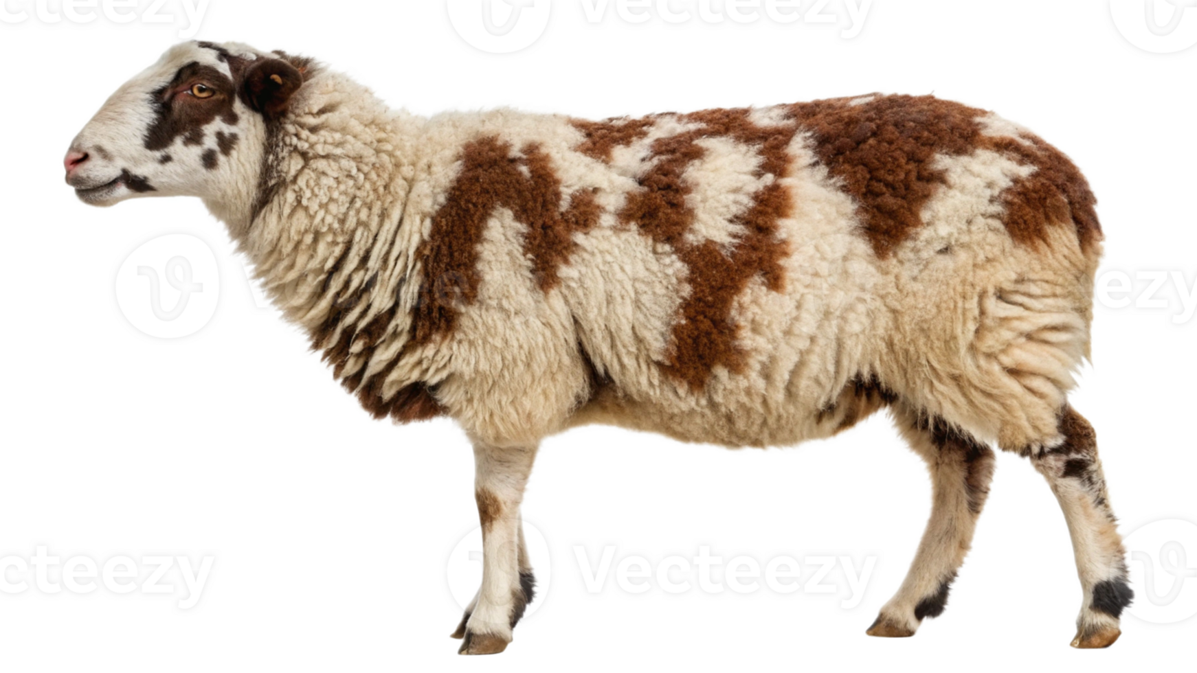 A sheep with brown and white spots png