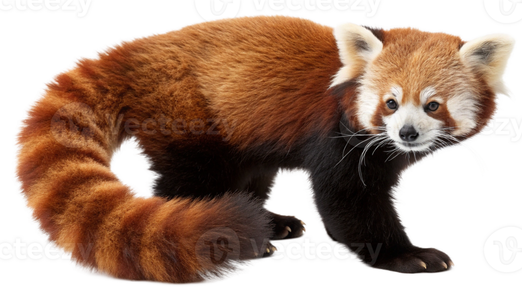 A red panda is standing on its hind legs png