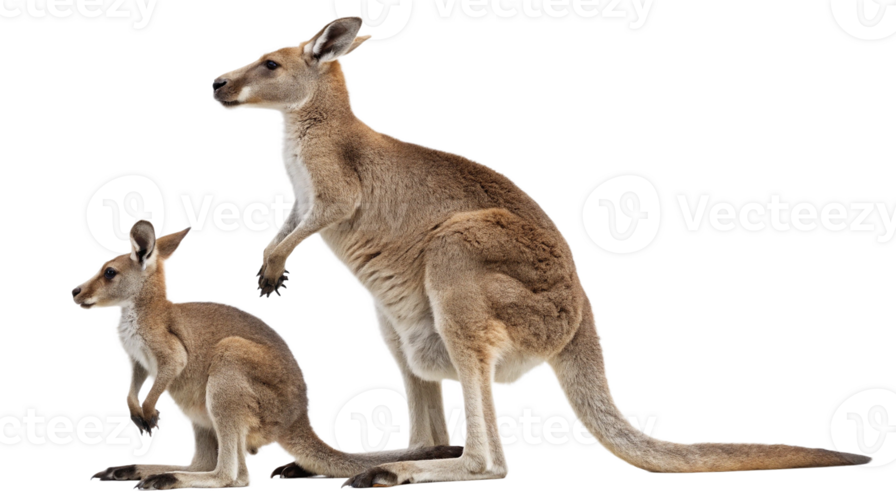 A kangaroo and her baby standing together png