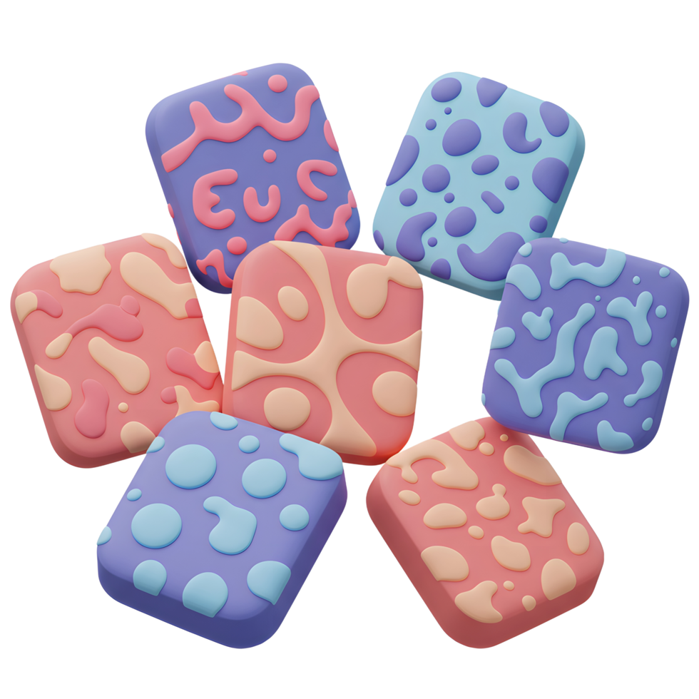 A set of colorful tiles with various patterns are displayed for backgrounds and digital art. png