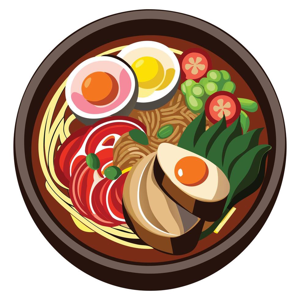 Hearty Noodle Soup Illustrations vector