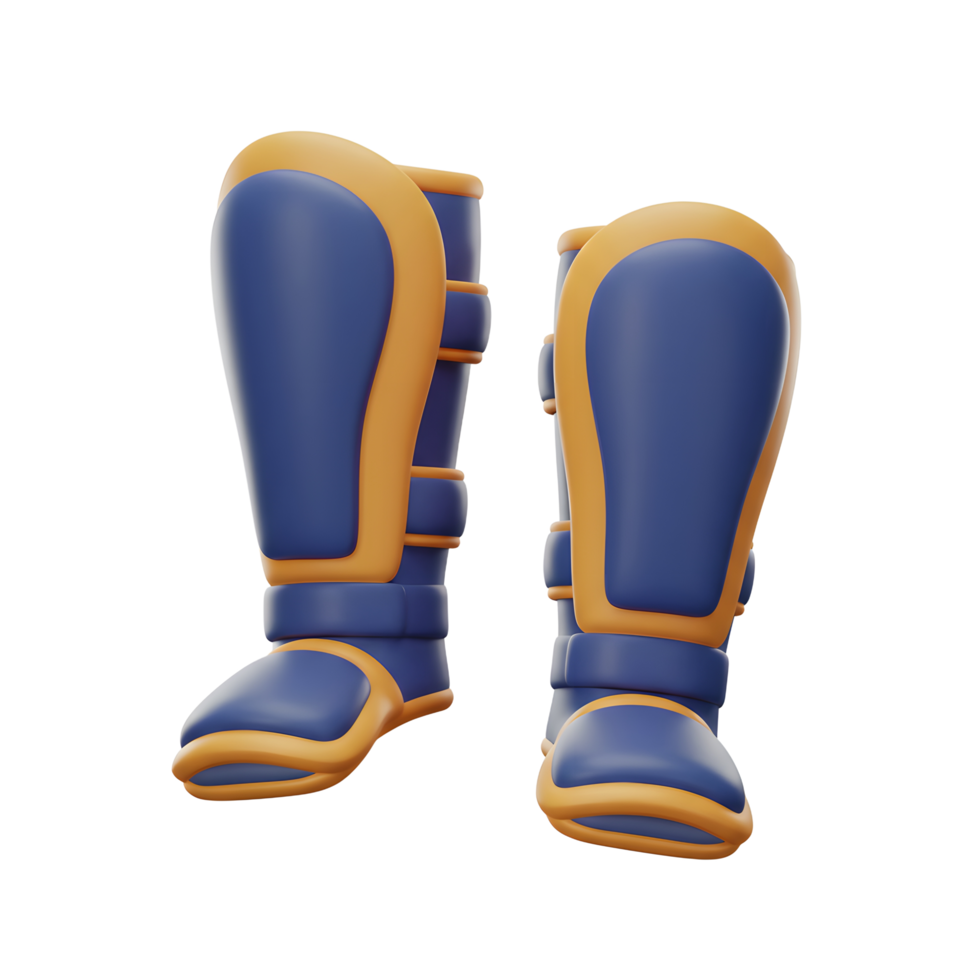 Here are a pair of blue and yellow shin guard that can be used to protect legs while playing sports. png