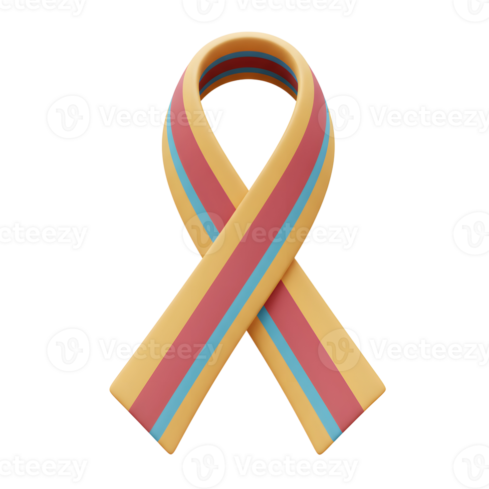 A striped ribbon in yellow, red, and blue is shown, potentially for support and awareness campaigns. png