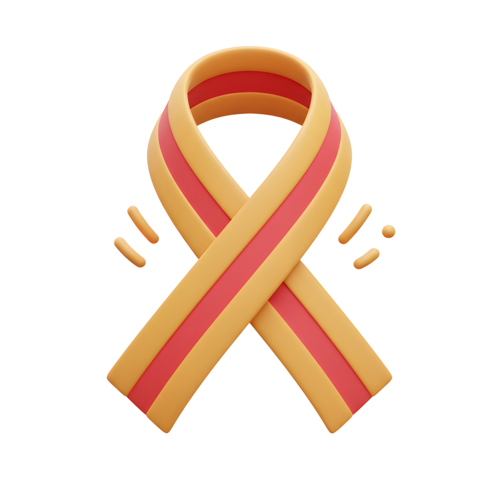 A simple 3D illustration of an awareness ribbon with pink stripes, offering a symbolic visual for campaigns and health support. png