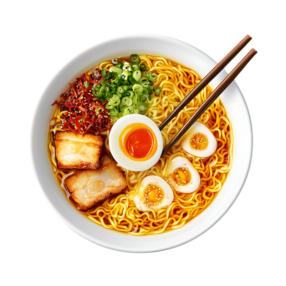 Delicious Ramen Bowl Perfect Japanese Noodle Soup Recipe against transparent background png