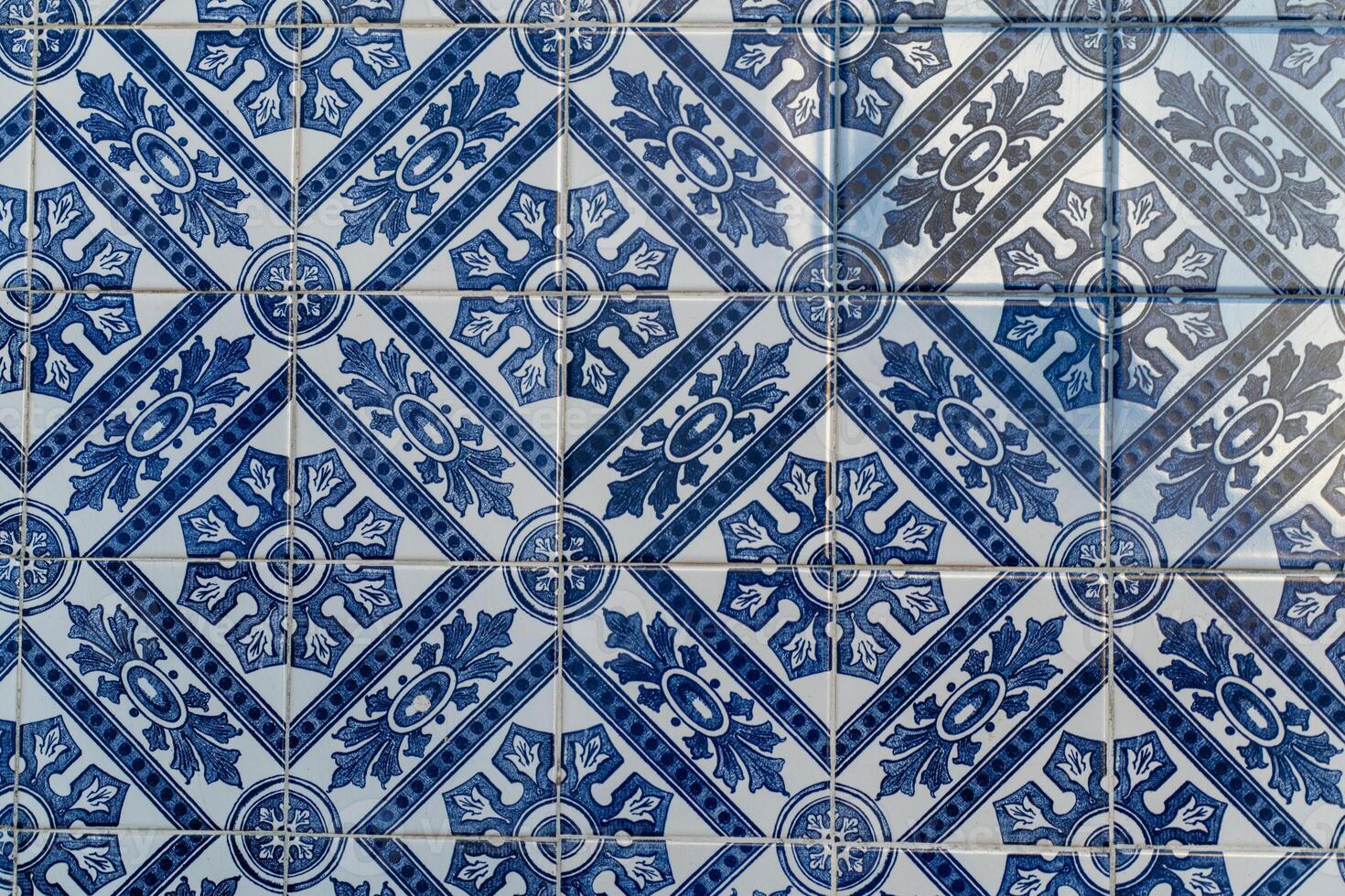 Beautiful Azulejo Tiles in a Traditional Portuguese Design With Intricate Patterns photo