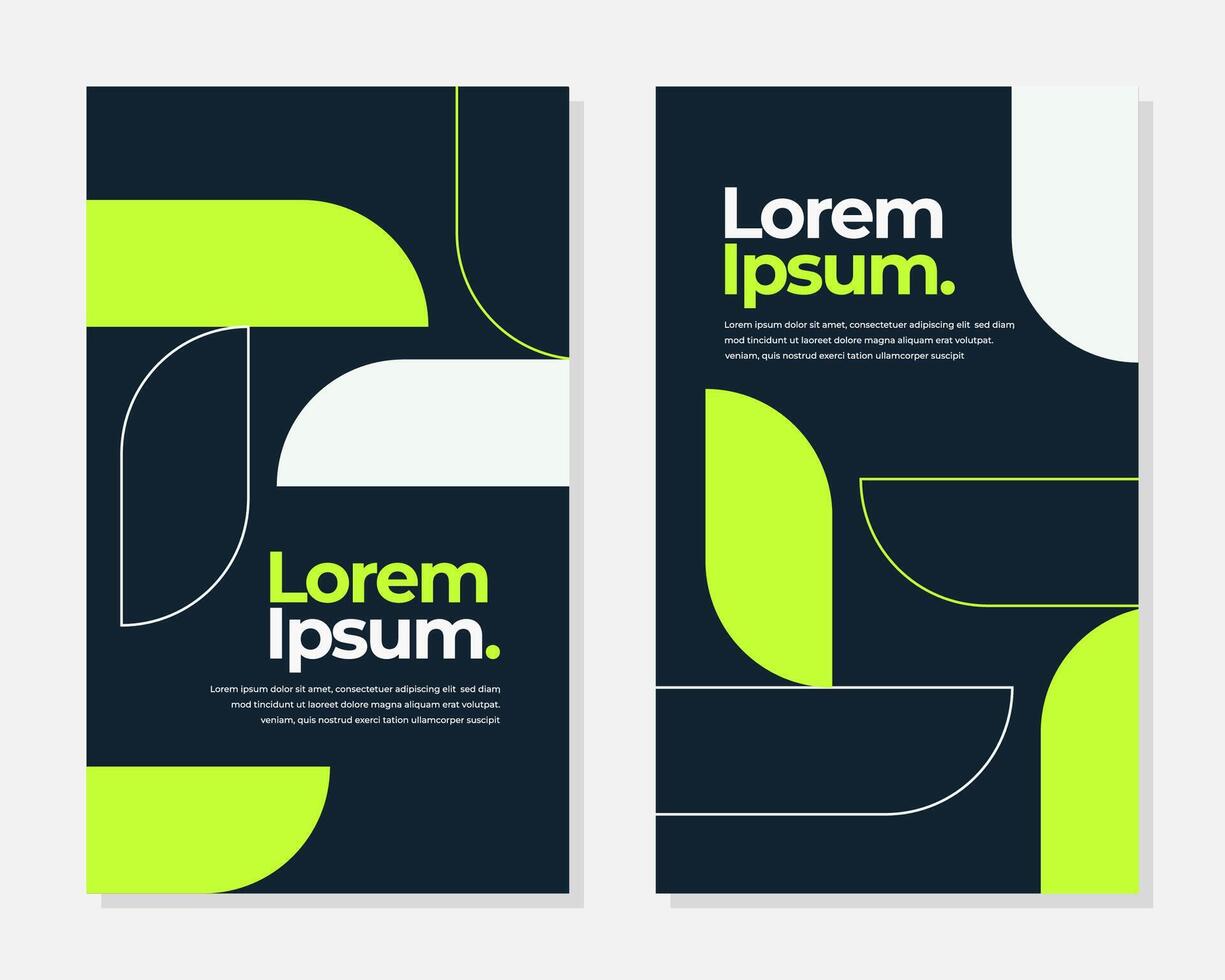 Modern Abstract Geometric Design Templates Lime Green and Dark Blue Brochure Corporate Identity vector