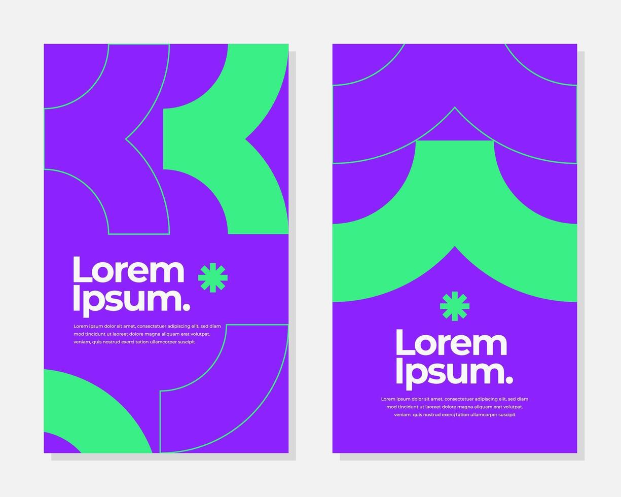 Geometric Abstract Background Design Templates Modern Purple and Green Color Scheme Two Vertical vector