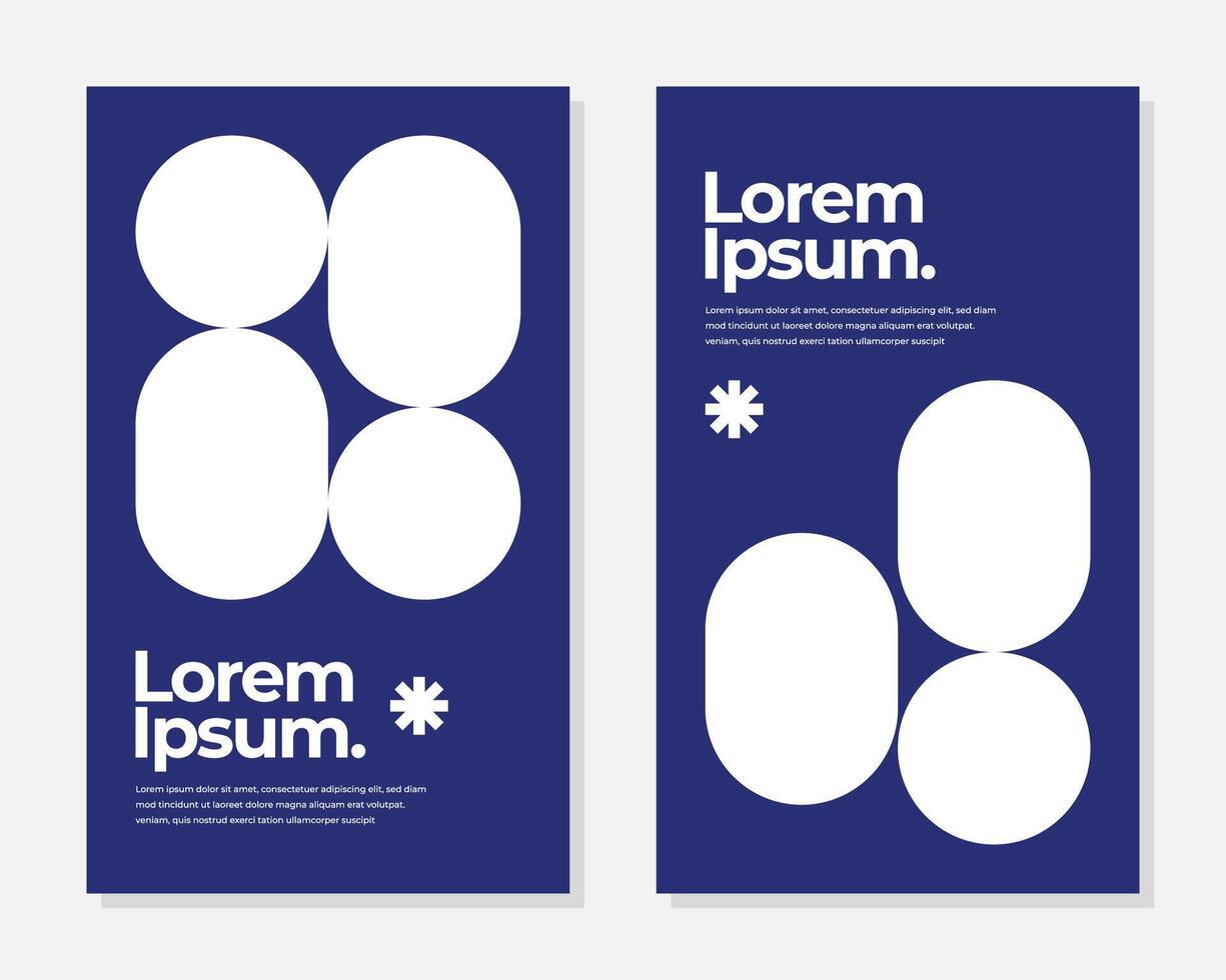 Abstract Geometric Design Blue and White Minimalist Poster Modern Artwork Template for Print vector