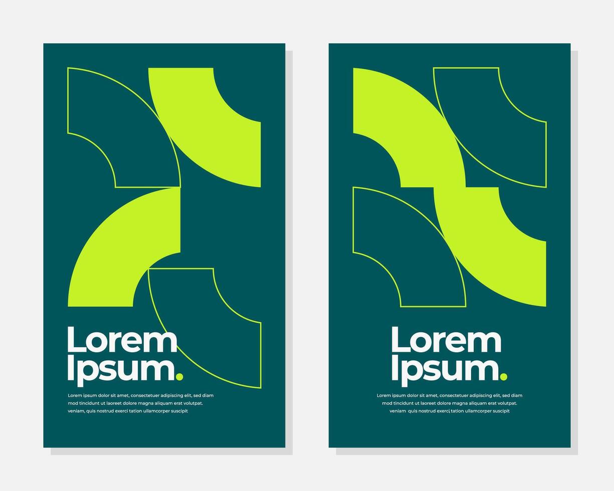 Abstract Geometric Design Lime Green and Teal Modern Art Posters Minimalist Illustration vector