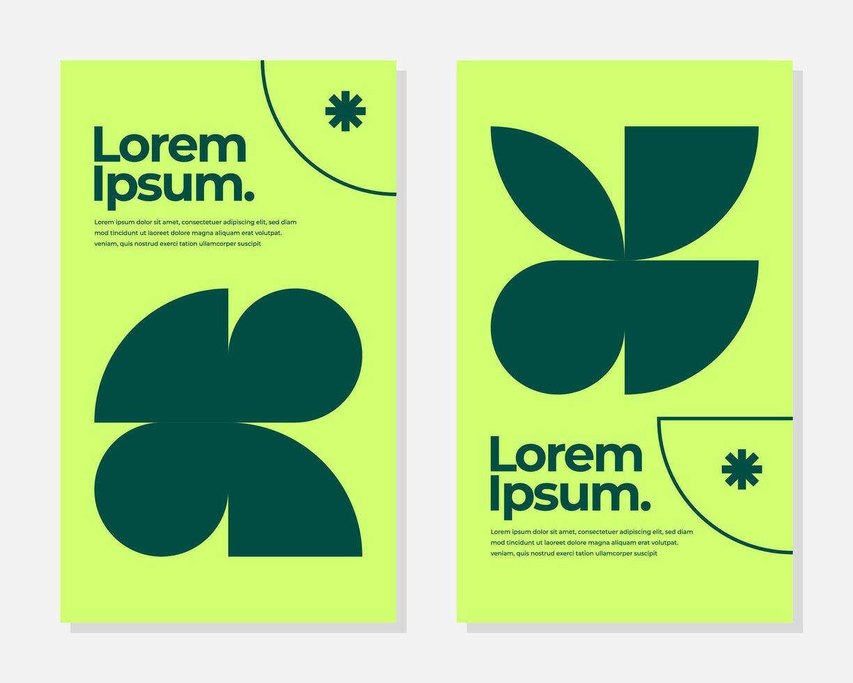 Abstract Geometric Green and Yellow Poster Designs Modern Minimalist Style Two Variations vector