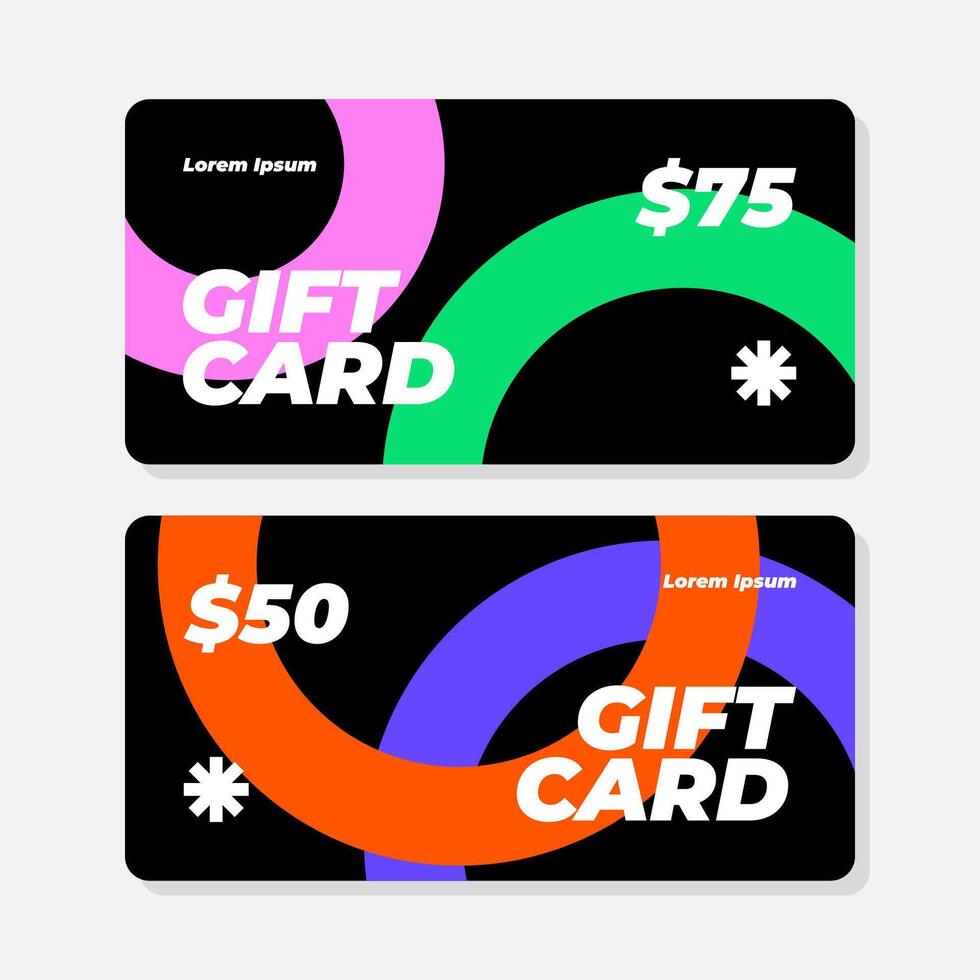 Modern Abstract Gift Card Design Templates 50 75 Value Colorful Circles vector