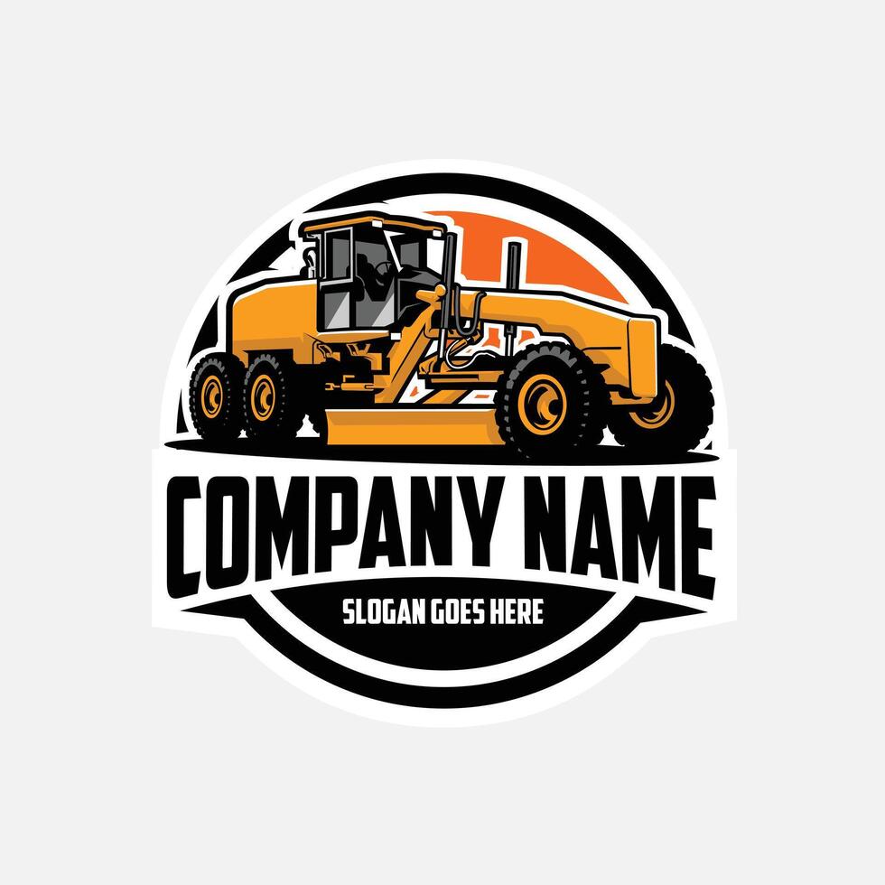 Road construction and maintenance company emblem logo isolated vector