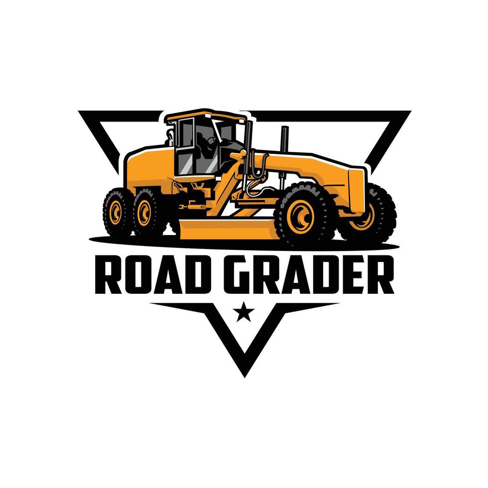 Road grader equipment vehicle logo isolated in white background vector