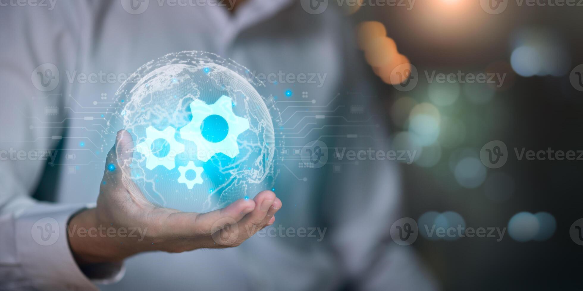 Implementing workflows or operating systems to improve efficiency and effectiveness for better results ,Business process management with innovative software technology and enterprise automation photo
