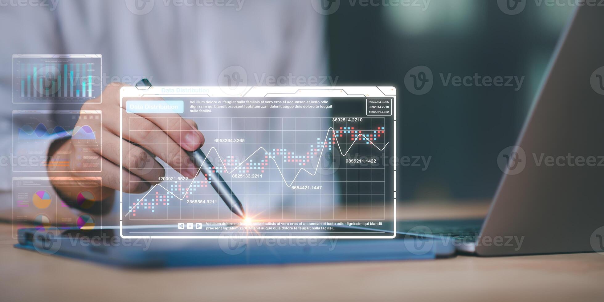 manage financial and marketing documents, update annual budget accounts, company growth data,Business people read business statistics chart reports, to analyze and improve corporate strategy photo