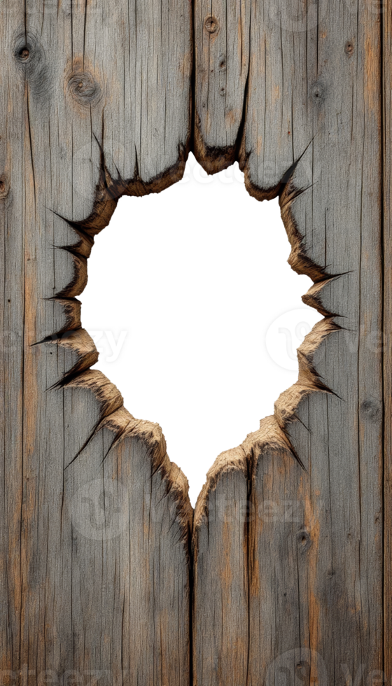 A hole in a wooden wall with a hole in it png