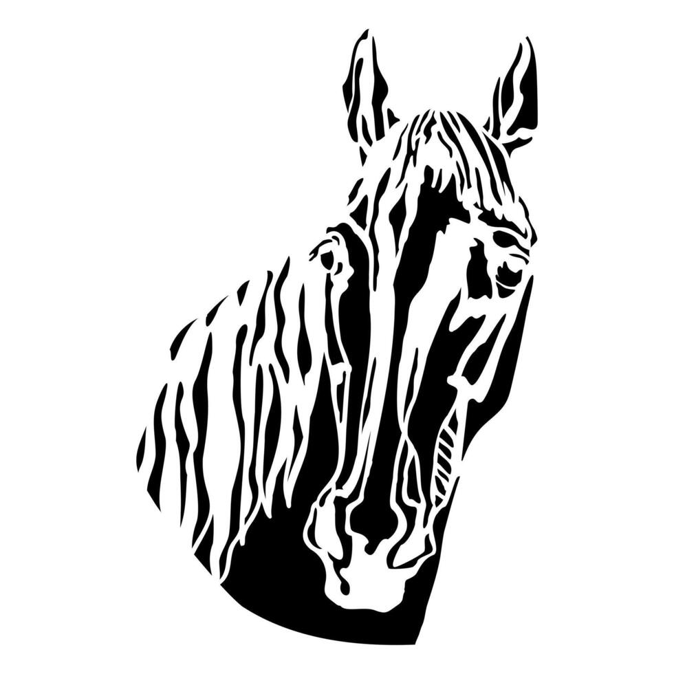 Black horse head in profile isolated illustration vector