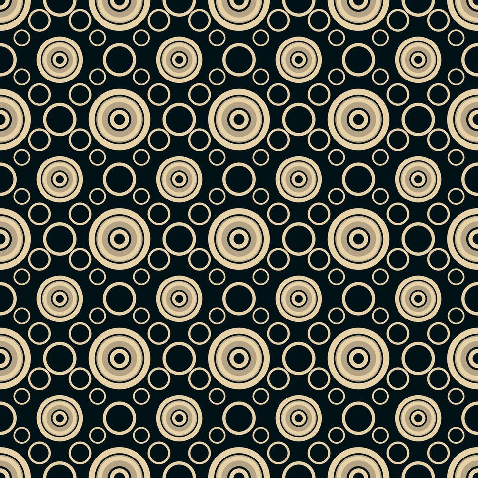 A cicle seamless textile pattern features a sophisticated, symmetrical Art Deco seamless design with layered diamond shapes in beige and black tones in vector