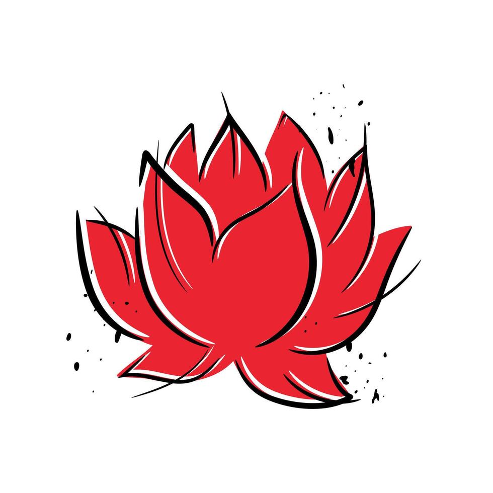 Hand drawn lotus water lily flower linear sketch vector