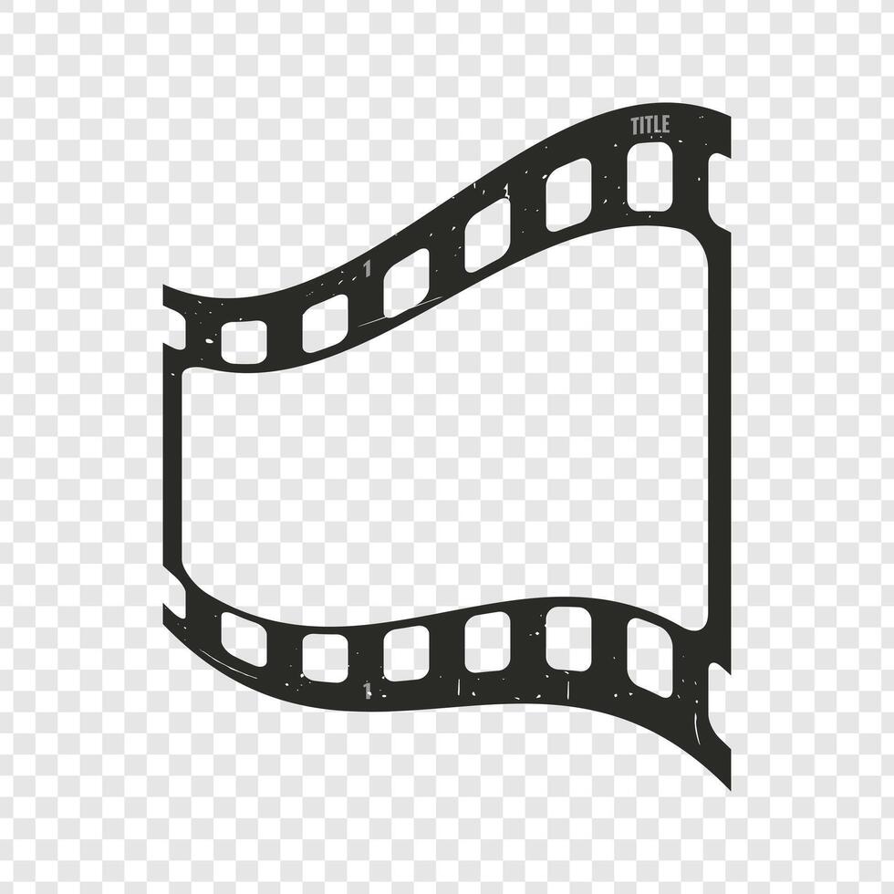 Old movie filmstrip fragment with grunge texture. Realistic film tape segment vector