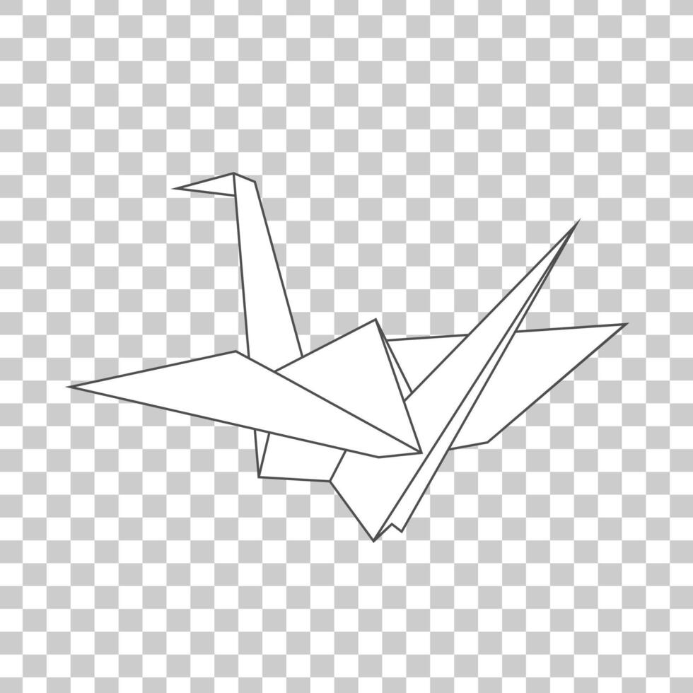 Flying paper crane icon. Origami bird from folded paper vector