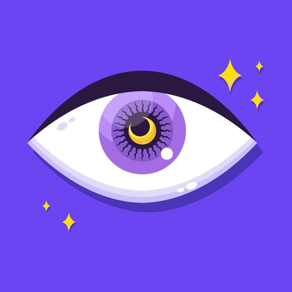 Magical celestial eye symbol flat icon. Mystical All seeing third eye vector