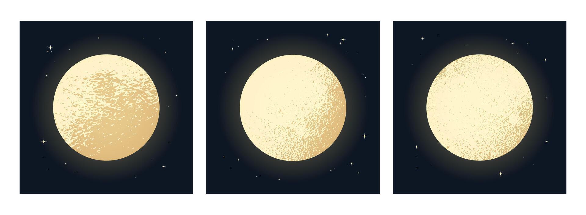 Shiny full moons on night sky vector