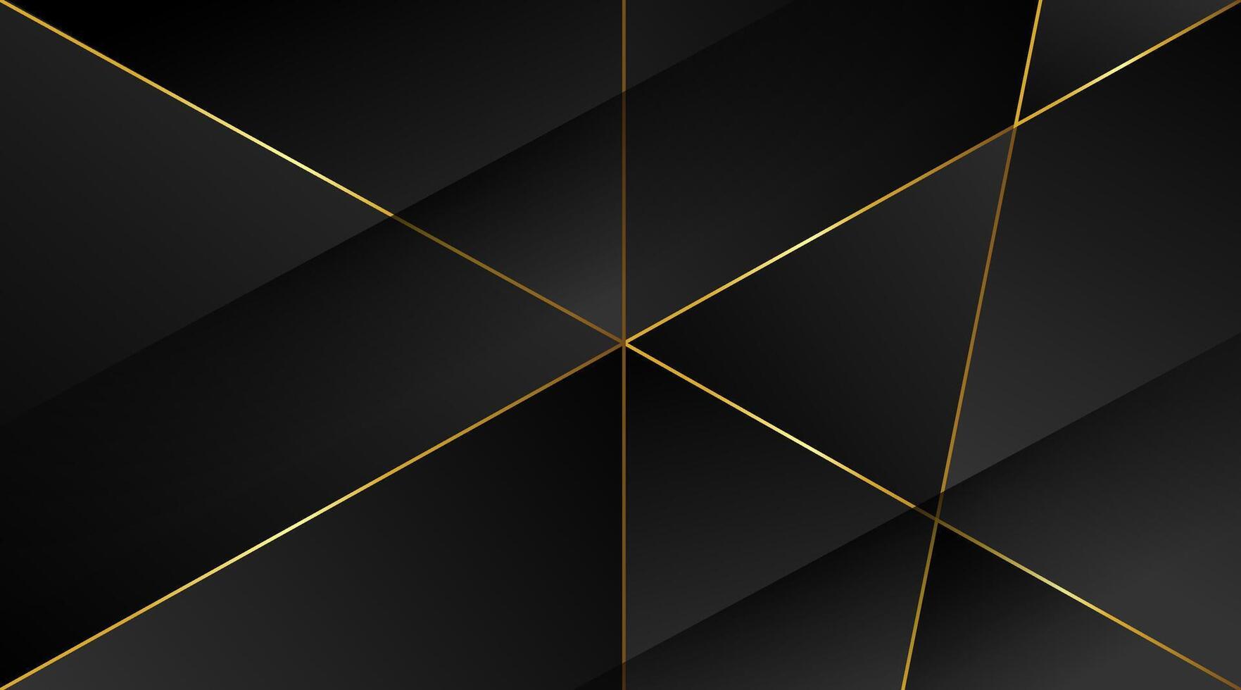 Luxury Black Geometric Background with Thin Gold Line vector