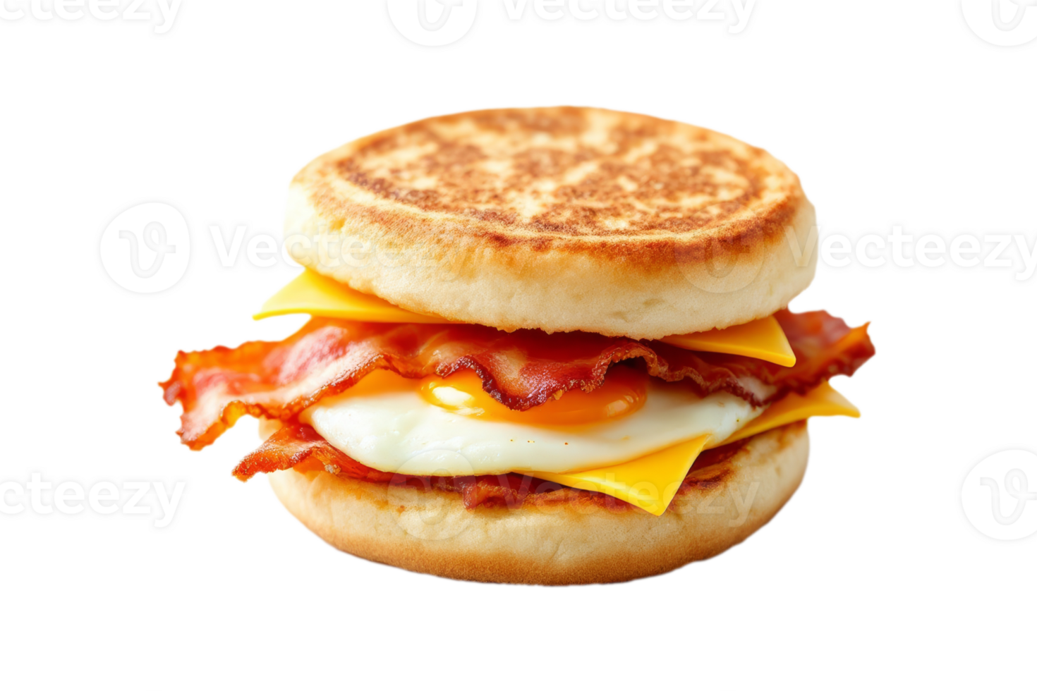A breakfast sandwich with bacon and an egg png