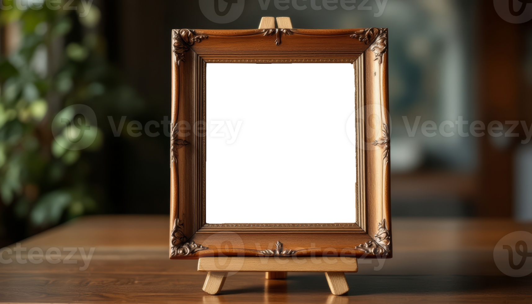 An empty wooden frame on a table png