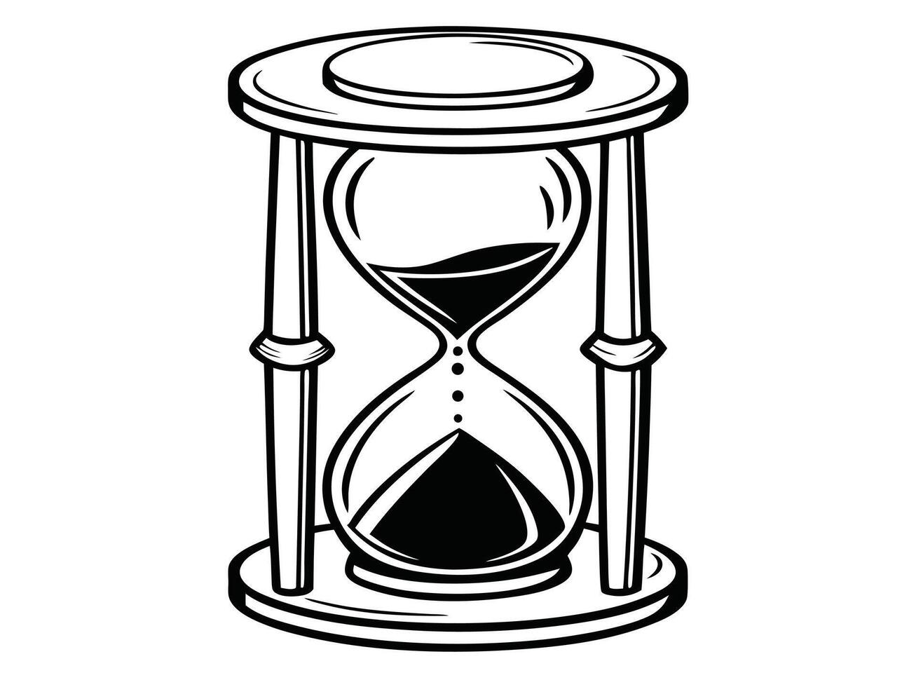 Monochrome Hourglass Illustration Symbolizing Time Passing and Urgency in Black and White vector