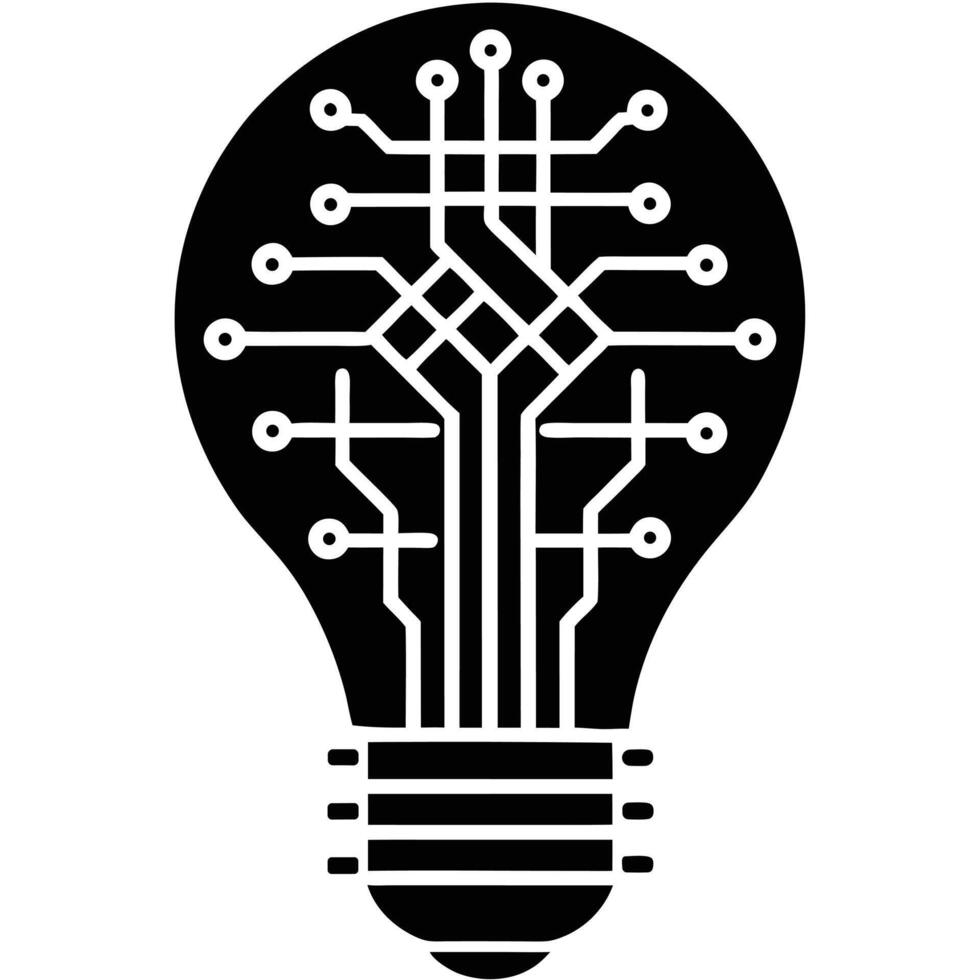 Lightbulb with Circuit Board Design Innovation Technology and Artificial Intelligence Concept vector