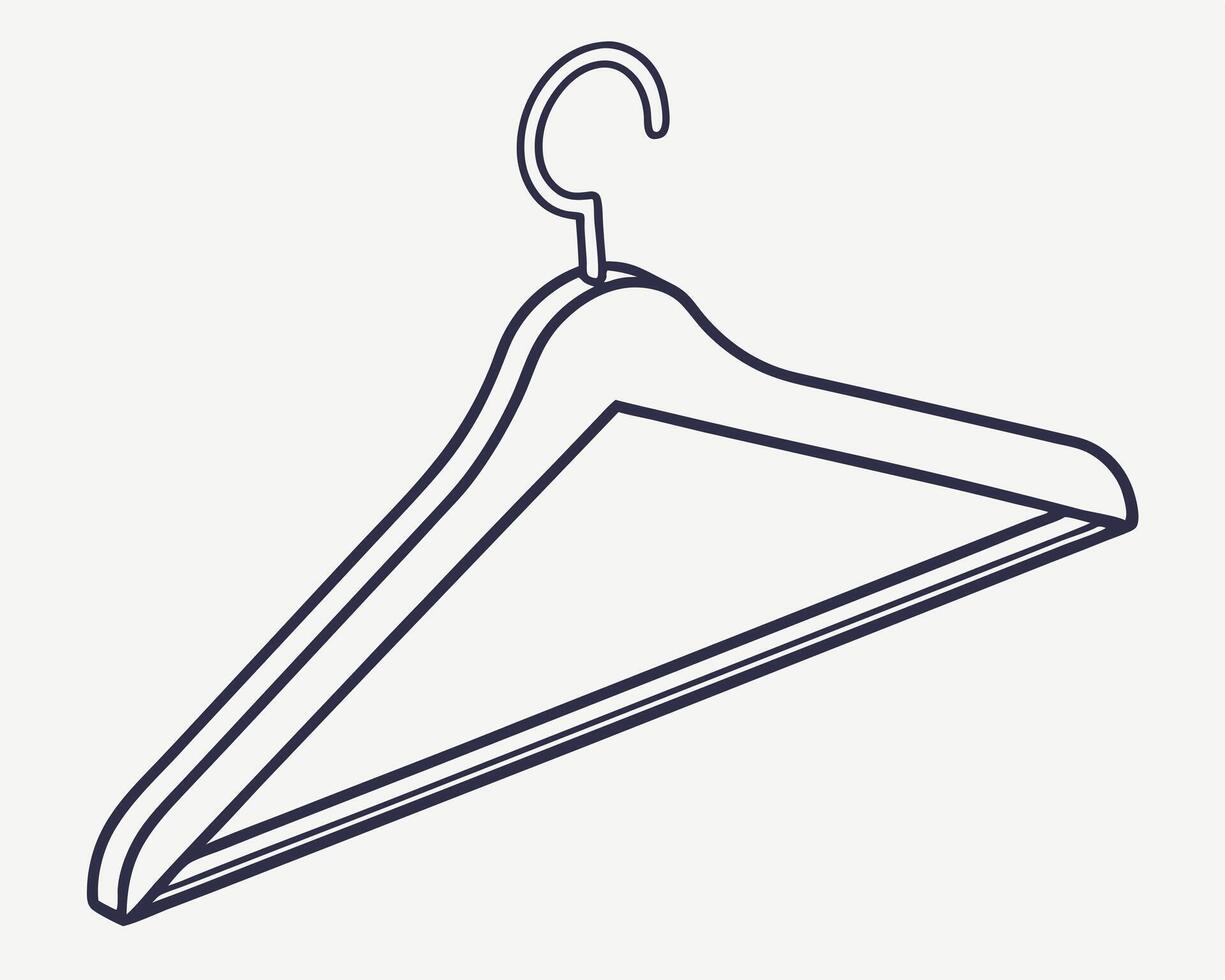 Simple Line Drawing of a Wooden Clothes Hanger on a White Background vector