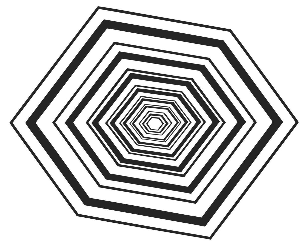 Abstract Black and White Hexagon Tunnel Optical Illusion Design vector