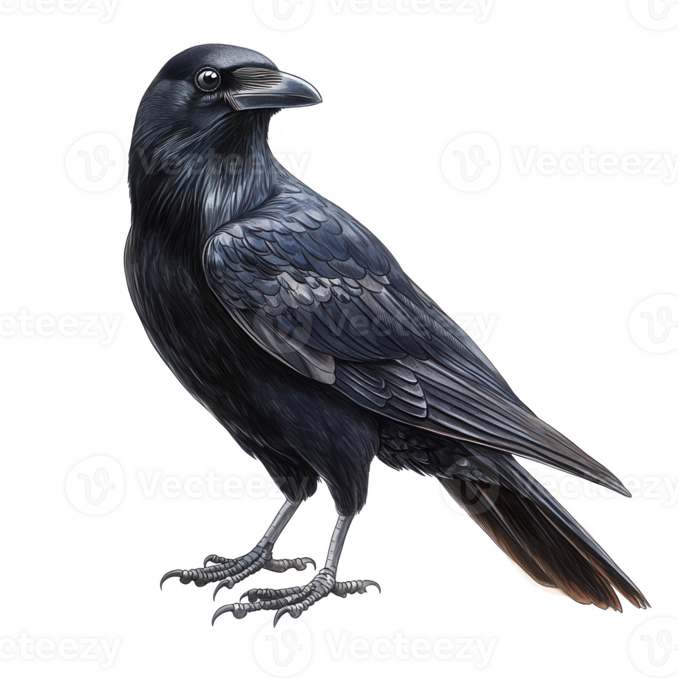 Elegant raven portrait on a transparent background, showcasing intricate feather details and sharp features png