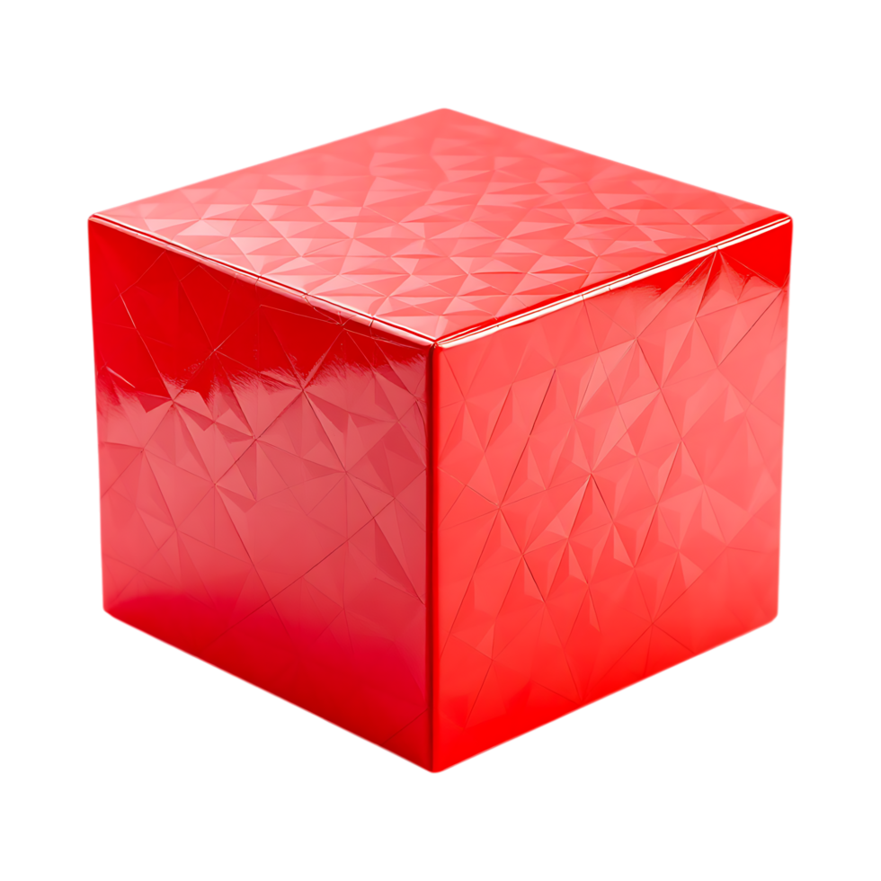 Red geometric cube, 3D render, abstract background png