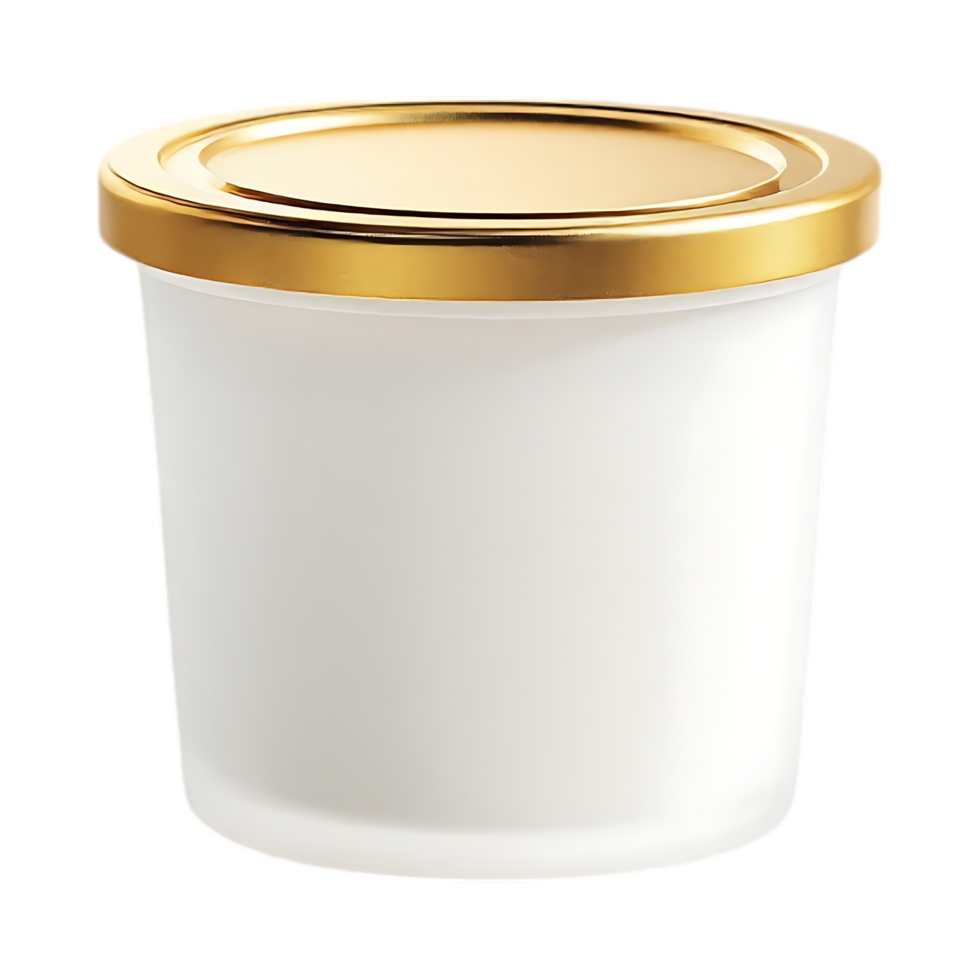 White jar with gold lid, isolated png