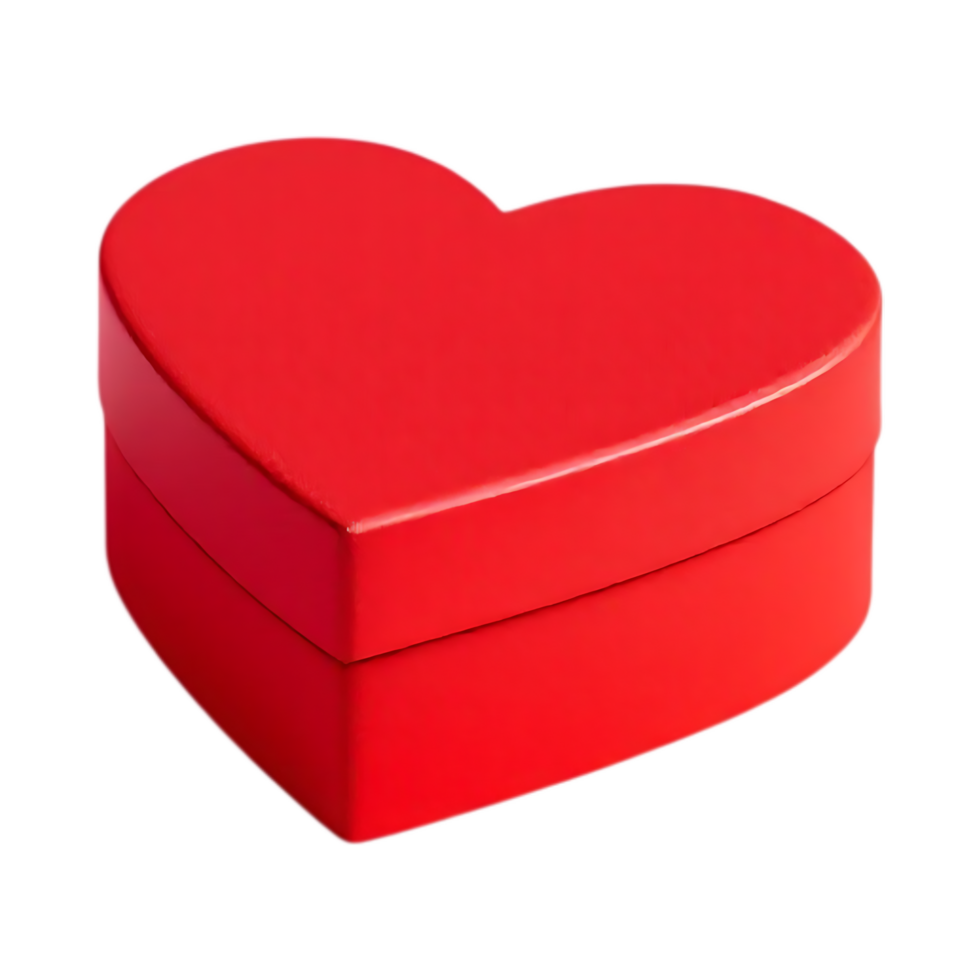 Red heart shaped gift box, isolated png