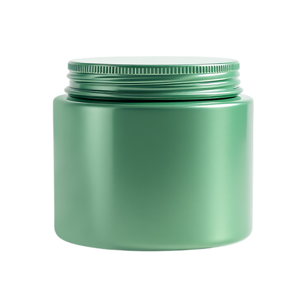 Green cosmetic jar with lid mockup. png
