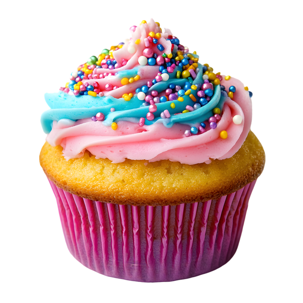 Delicious Pink and Blue Cupcake with Sprinkles Sweet Treat Bakery Dessert png