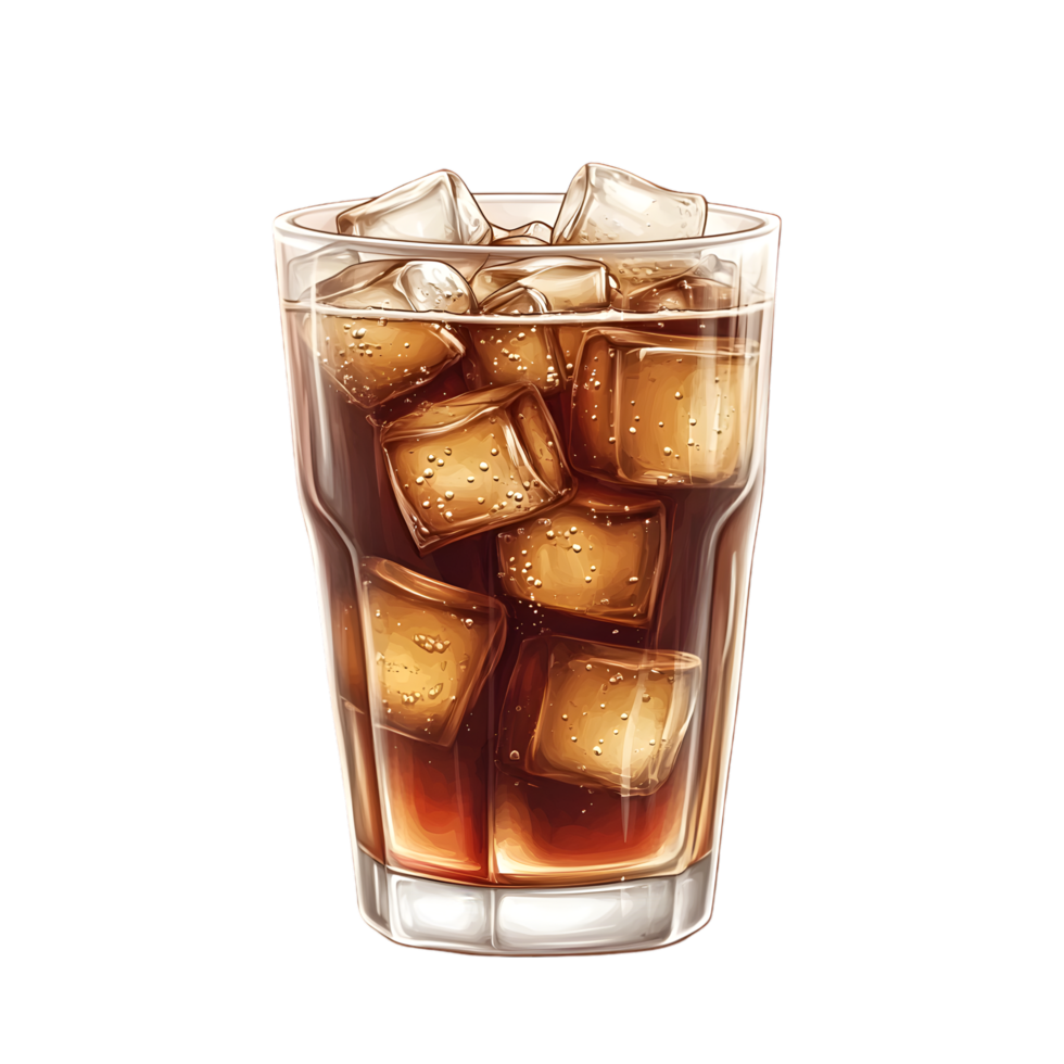 Iced Cola Refreshing Drink Cold Bubbles Glass Ice Cubes png