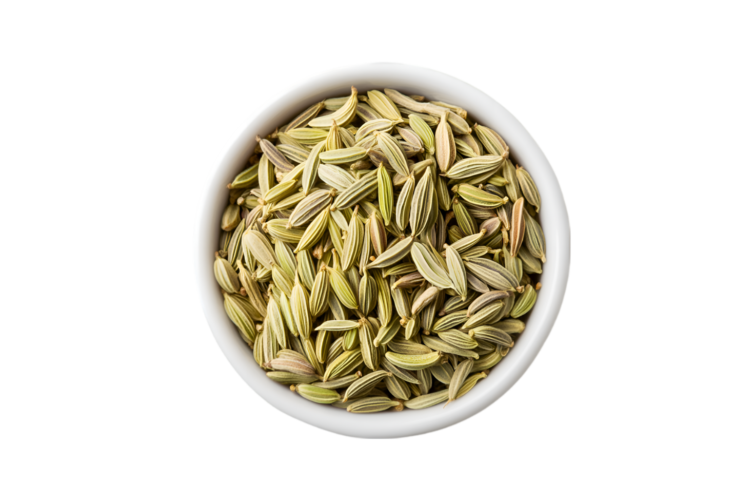 Fennel seeds in a white bowl spice herbs cooking ingredient, png