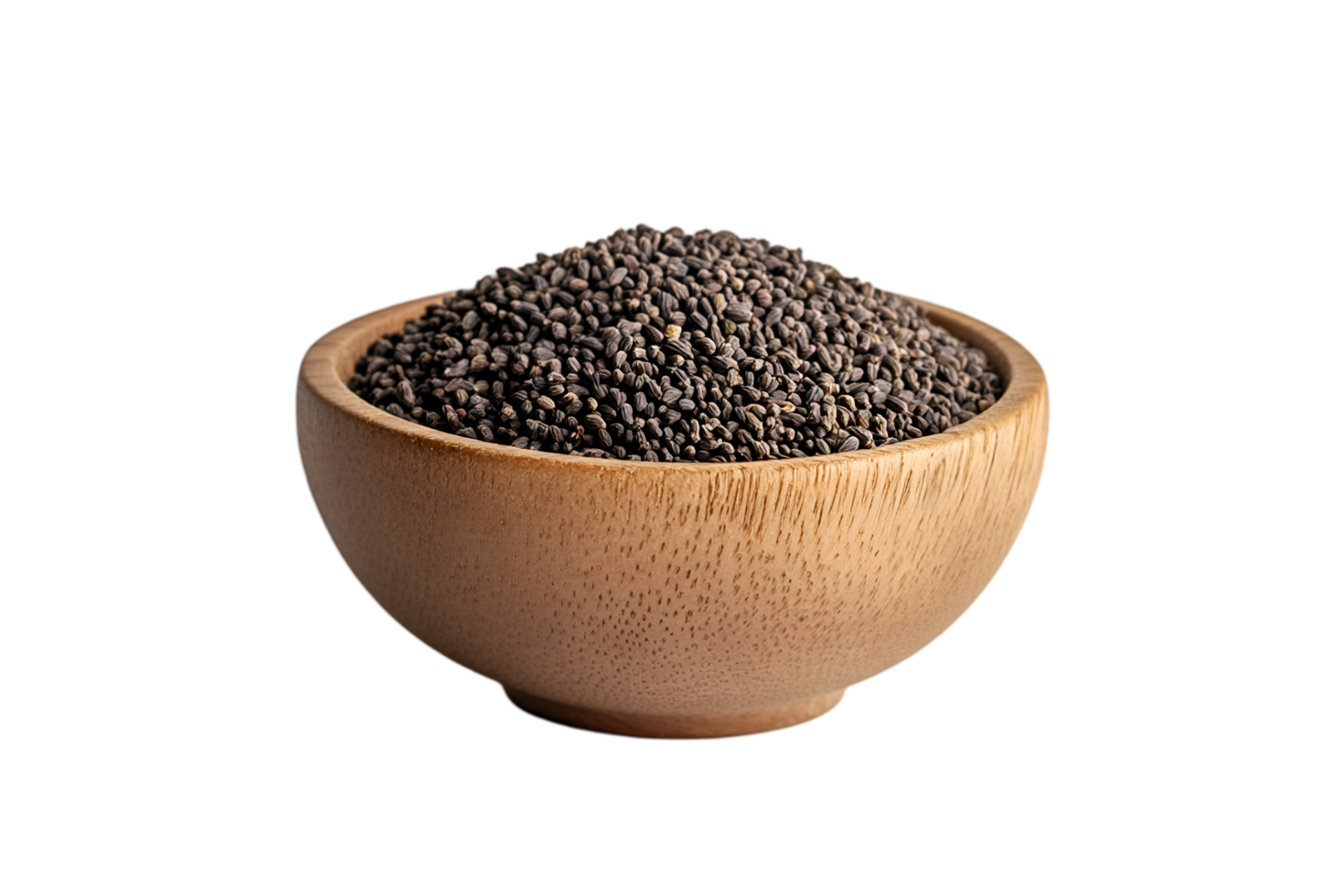 Black seeds in a wooden bowl healthy food nutrition png