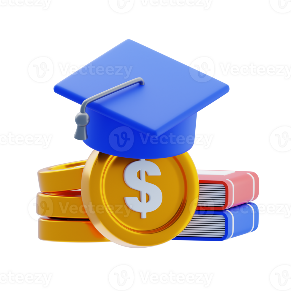 Education Loan 3D Icon. Education cost and funding 3d icon png