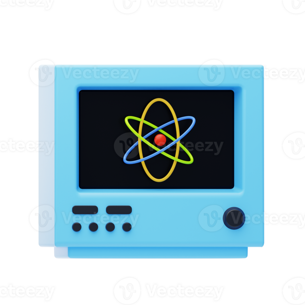 Atom 3D Icon. Atom model on science screen 3d icon png