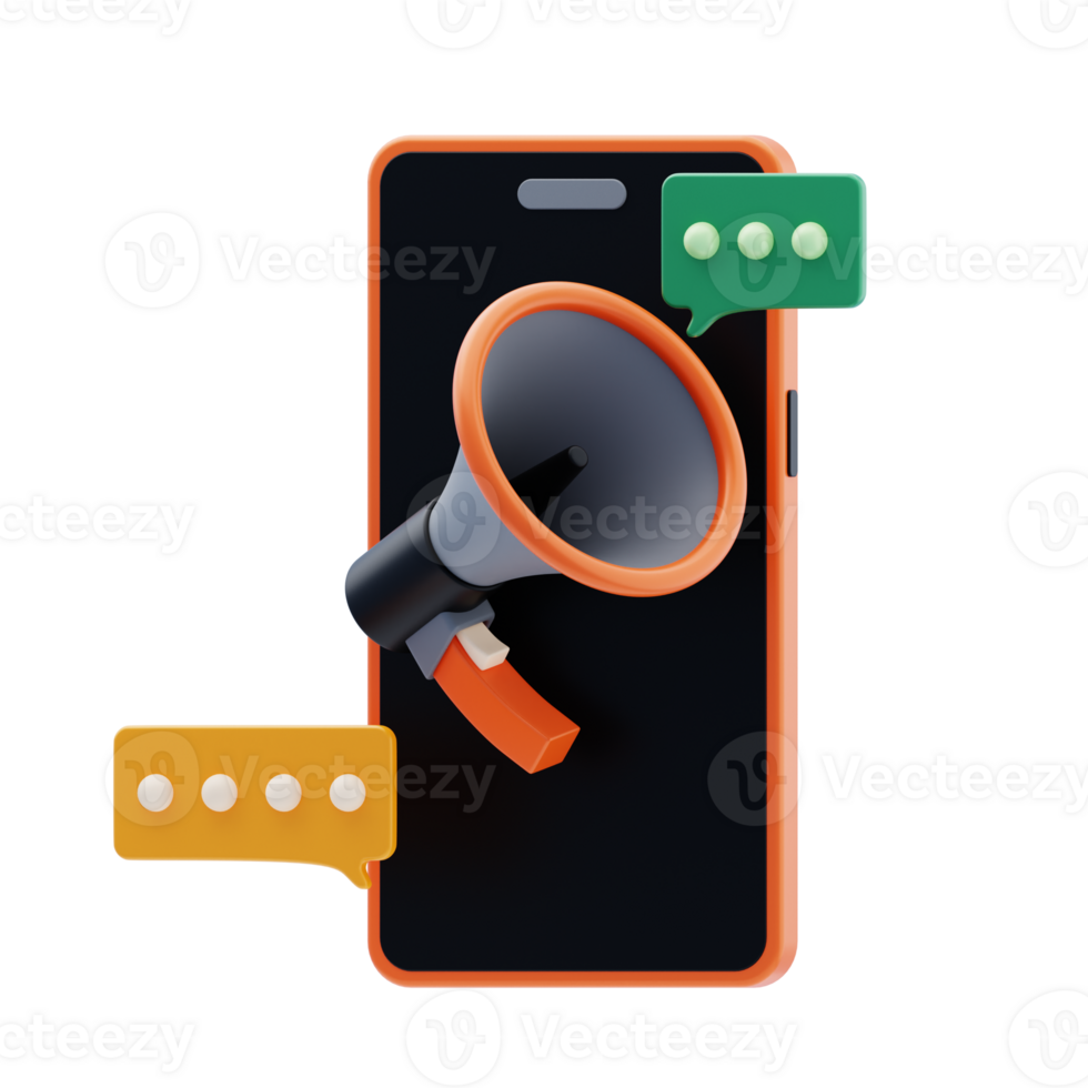 Mobile Announcement 3D Icon. Mobile message announcement 3d icon png