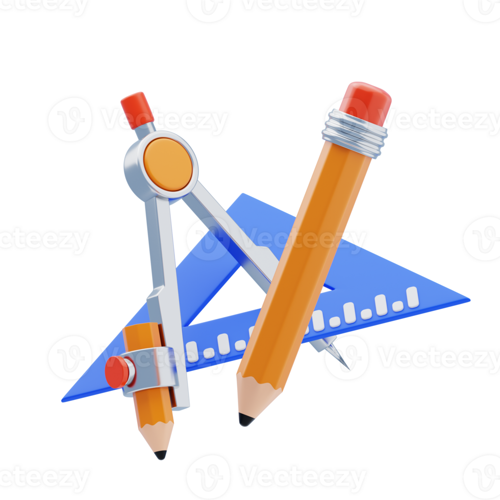 Drafting Tools 3D Icon. Geometry tools for drawing 3d icon png